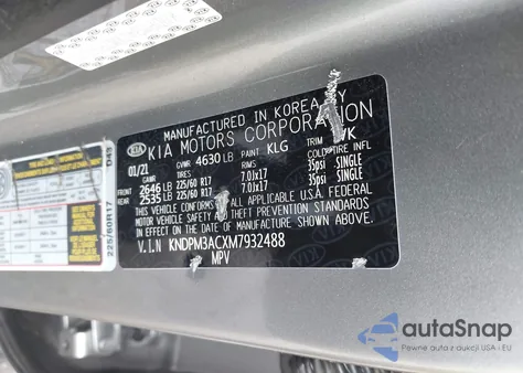 2021 Kia Sportage Lx z USA, uszkodzony, nr VIN KNDPM3ACXM7932488